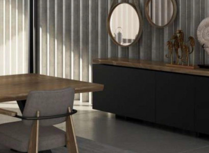 Dining room sideboard walnut natural - anthracite matte luxury furniture cabinet